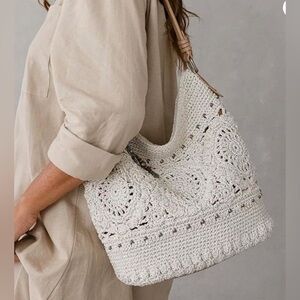 The Sak Sequoia Hand Crochet Hobo Shoulder Bag W/ Metallic Underlay